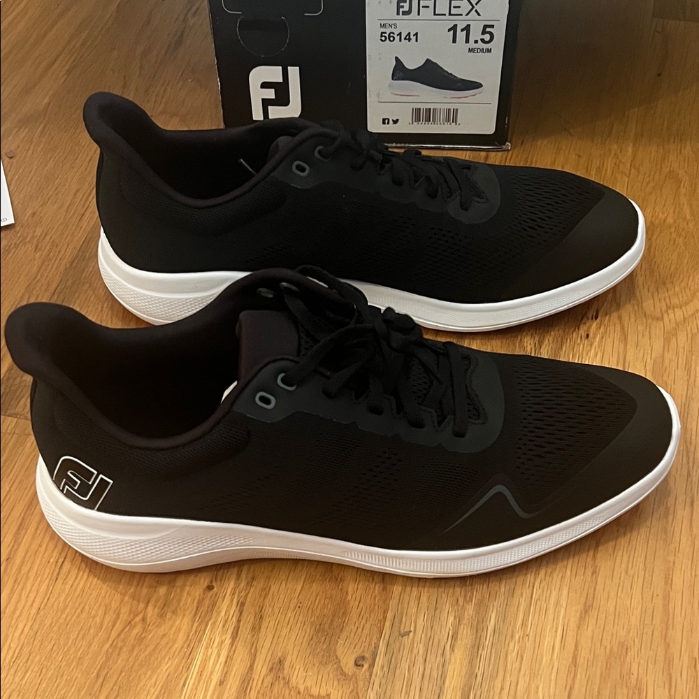 NEW!!! FootJoy Flex Men's Black Golf Shoes Brand New in Box - Picture 3 of 12